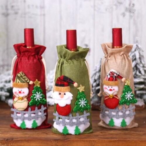 Noel Christmas Decorations for Home Santa Wine Bottle Cover Snowman Stocking Gift Holders Xmas Navidad Decor Happy New Year 2022