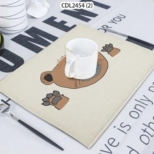Cartoon Bear Pattern Kitten Printing Napkin Cloth Home Table Decoration Table Mat Untersetzer Coaster 42 * 32 Servilletas Tela