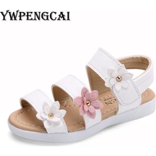 Size 21-36 Toddler Girl Sandals Flowers Gladiator Sandals Summer Cut-outs Girls Sandals White, Pink, Yellow
