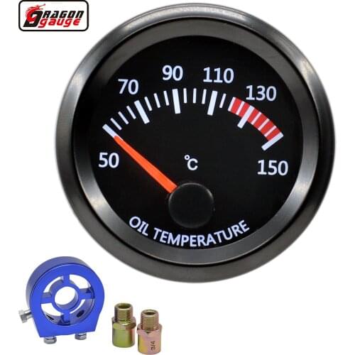 Dragon 2" 52mm Stepper Motor White LED Backlight Auto Car Oil Temp Gauge Temperature 50-150 Celsius Meter Free Shipping