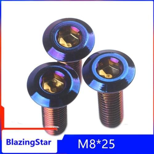 Burn Titanium Plating Blue Disc Screw Take Steps M8 * 25 Motorcycle Brake Disc Screw Power Electric Vehicle Modification