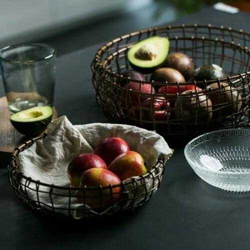 Retro metal wrought iron storage basket fruit plate Nordic fruit basket bread basket living room net red fruit plate household
