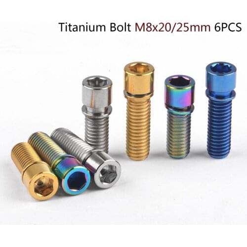 Tgou Titanium Bolts M8x20/25mm Hex Head with Washer Screws for BMX Bicycle Stem Mountain Bike Handlebar