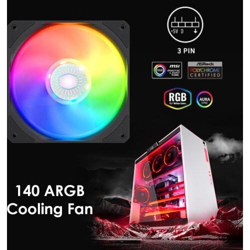 Video Graphics Card Water Cooler Radiator 140mm ARGB Lighting PC Case Fan LED Chassis Cooling Fan for Desktop Computer
