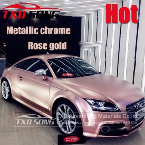Premium quality Rose Gold Satin Matte Chrome Metallic Vinyl Wrap Film Foil Bubble Free Car Wrapping Film rose gold metallic film