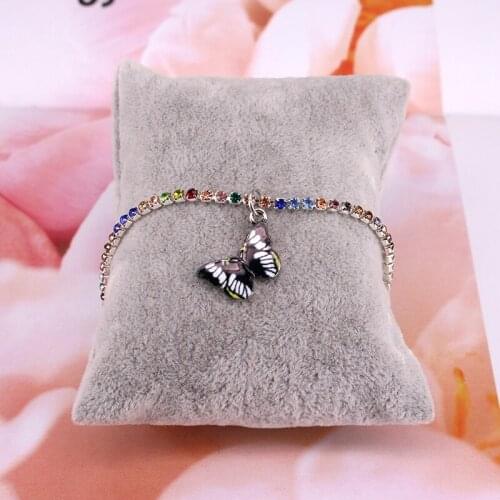 Butterfly Charm Bracelet for Women Crystal Chain Link Feet Bracelet Anklet Fashion Jewelry E39