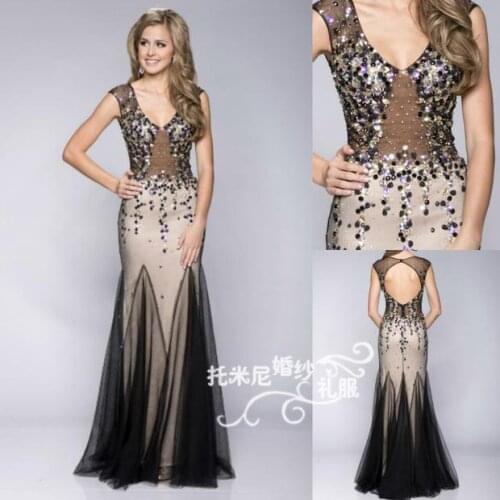 2018 new hot Sexy Backless vestido de festa cap sleeve tulle mermaid floor-length Formal luxury rhineston Bridesmaid Dresses