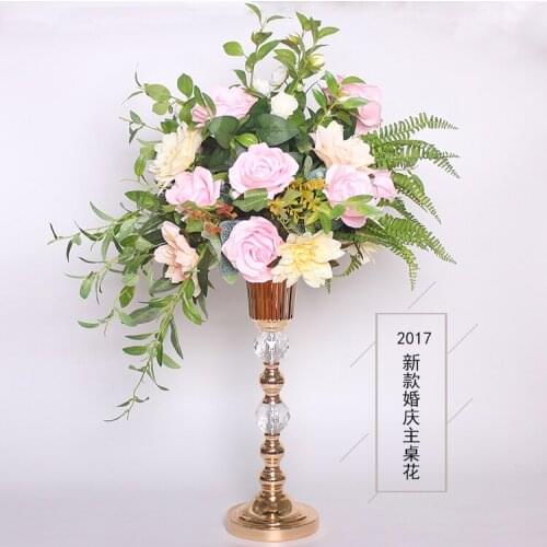 Gold Table top Vase Metal Flower Vase 50CM Table Centerpiece For Mariage Metal Flowers Holder For Wedding Decoration