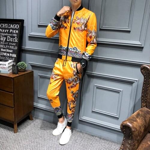 Gold Mens Yellow Plus SizeTwo Piece Sets Top And Pants Trainingspak Mannen Merk High Quality Jogging Homme Designer Clothing Men