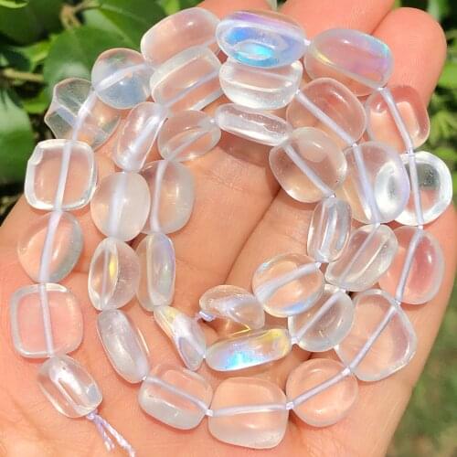 10-12mm Natural Irregular White Moonstone Crystal Stone Rondelle Loose Spacer Beads For Jewelry Making DIY Bracelet Accessories