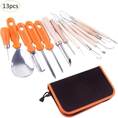13PCS Stainless Steel Halloween Pumpkin Carving Tool Kit Cutter Melon Fruit Kitchen Pumpkin Tool Lamp Decoration Tools