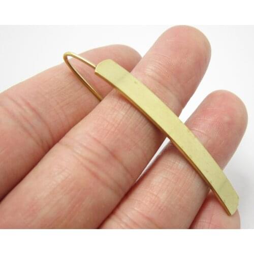 2pcs Brass ear hooks 55mm Long rectangle Raw brass earrings wires R1219