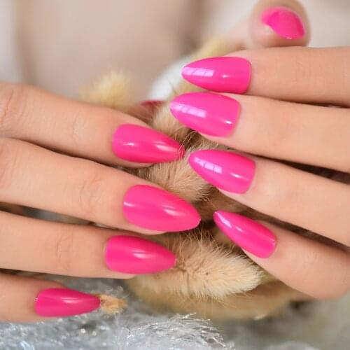 Almond Pink Beauty Fake Nails Medium Full Decorative Fingernails Faux Ongles Self-adhesive Nail Art Tips