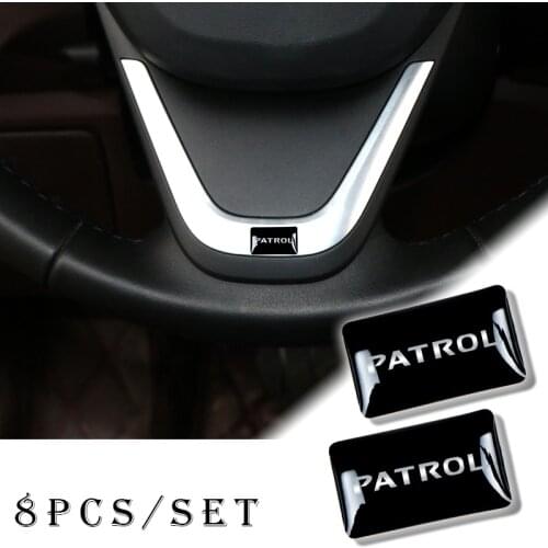 8pcs Steering wheel 3D Epoxy Car Styling Accessories fit for Nissan Patrol Y60 Y61 Y62 Emblem Car Sticker
