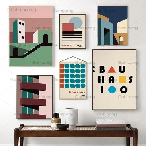 Bauhaus Abstract Geometric Art Prints Modern Minimalist Poster Canvas Painting Picture Home Wall Decor for Living Room Bedroom