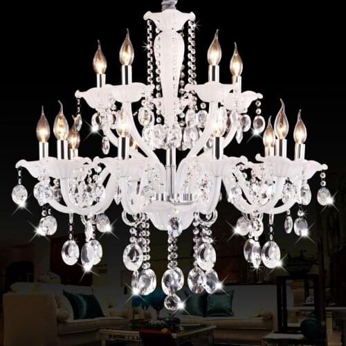 White Chandelier Lighting for Dining Room Modern Crystal Chandeliers Bedroom Hanging Chandelier Crystals chain Crystal Lighting