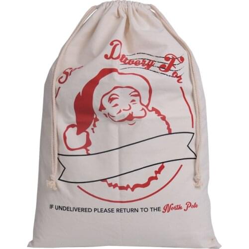 Free shipping Christmas Large Canvas Monogrammable Santa Claus Drawstring Bag Christmas Gifts santa sacks