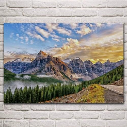 Great valley of the ten peaks nature landscape scenery canada living room home decor wall art wood frame fabric poster KP386