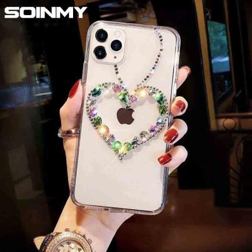 Luxury Love Bling Rhinestone Phone Case For iPhone 12 Mini 12 11 Pro Max X 6S 7 8 Plus acrylic Diamond Clear Crystal Back covers