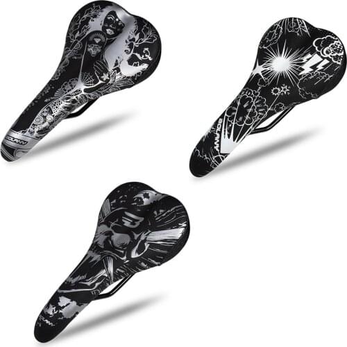 Breathable Thickened MTB Bike Saddles Shock Absorption Bicycle Cushion Cycling Accessories Bike MTB Saddle Parts Black White