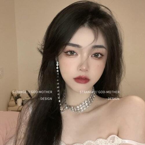 European and American fashion contracted crystal necklace ear stud INS trend chain of sexy fashion is acted the role of article