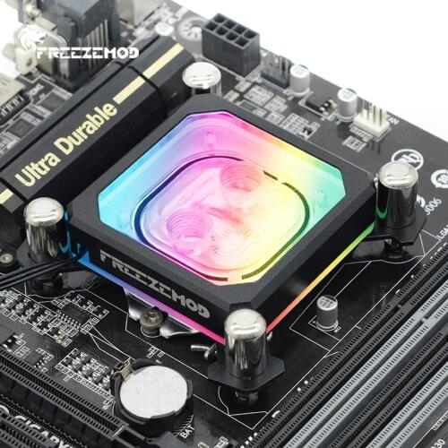 FREEZEMOD INTEL-PK5E CPU Water Cooler Block 5V Aurora effect 2021 NEW Black/Silver For Intel 115X 2011 1366 MOD Water Coolling