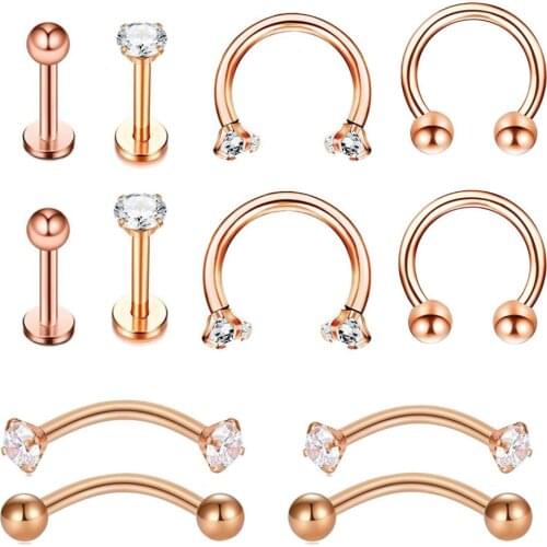 JUNLOWPY 1 Set Cartilage Earring Stud Forward-Helix Earrings-Internal Threaded Labret Lip Medusa Monroe Piercing Ring Body