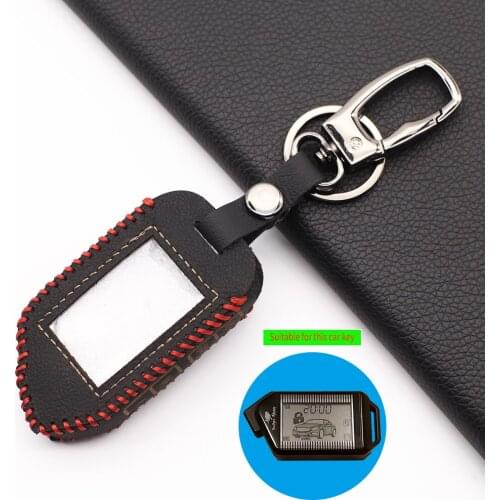 Two Way LCD Remote Leather Key Fob Case For Sher-khan Mobicar A Mobicar B Russian Version 2 Way Car Alarm System