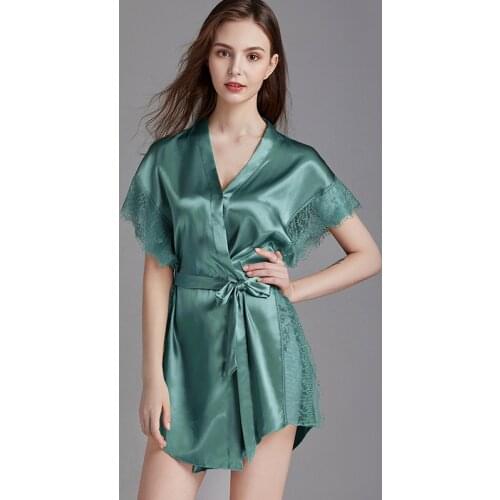 Lace Elegant Cute Print Homewear Bride Lady Robe Nightgown Women Sleepwear Silk Satin Nightwear Sexy Bathrobe Dressing Gown