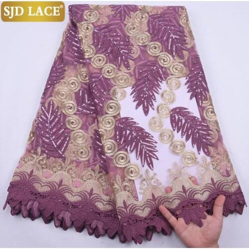 SJD LACE High Quality Milk Silk Lace Embroidery Sequins African Lace Fabric Soft French Cord Laces Fabric For Wedding PartyA2186