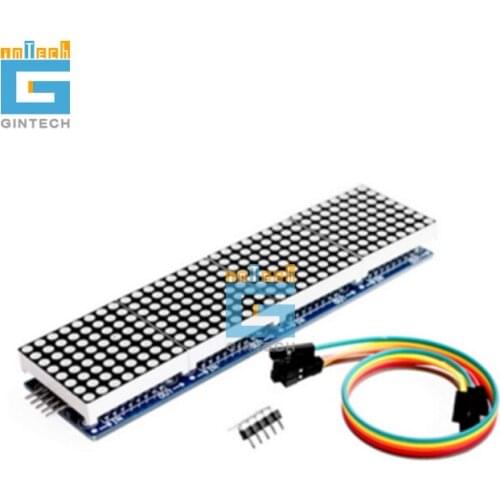 MAX7219 Dot Matrix Module For Arduino Microcontroller 4 In 1 Display with 5P Line red