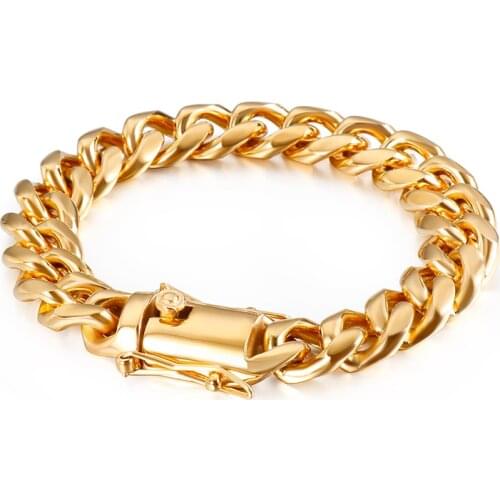 Fashion High Quality Stainless Steel 13mm Wide Chain Mens Charm Bracelet Heavy Chain Jewelry Gift JS135950-Z