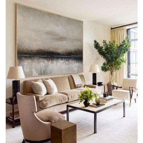 Sea Abstract Painting Ocean Landscape Painting Gray Abstract Painting, Sky Landscape Painting Large Abstract Painting On Canvas