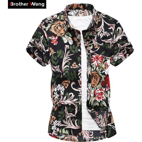 Plus Size 5XL 6XL 7XL Mens Hawaiian Short Sleeve Shirt 2020 Summer New Fashion Casual Flower Shirt Male Brand Clothes