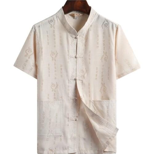 Men Oriental Tang Suit Traditional Chinese Kung Fu Uniform Wushu T-Shirt Tai Chi Morning Exercise Tops Bruce Lee Clothes SL3000