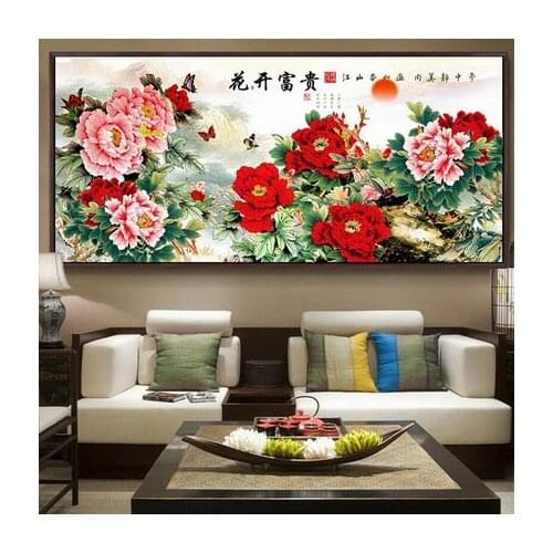 MYTIAN 5D DIY Diamond Painting Flowers&Butterfly Cross Stitch Living Room Thread Embro Full Diamond Cross Stitch Mosaic Painting