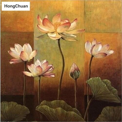 Lotus 5D DIY Square/Round Diamond Painting Gift Cross Stitch Mosaic Christmas Diamond Embroidery Home Decoration