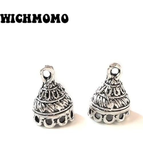 New Fashion 6pcs/bag 18mm Retro Zinc Alloy Bell Shape Beads Tassels End Cap Charms Pendants for DIY Jewelry Accessories