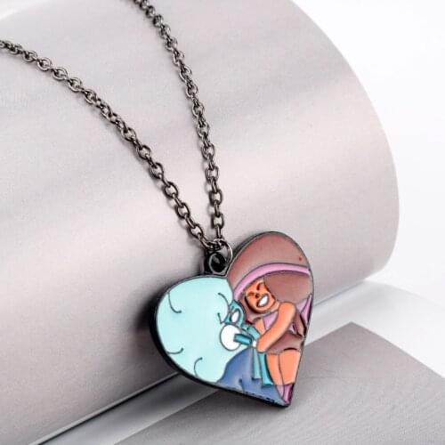 New American TV Steven Universe Heart Necklace Cute Carnelian Skinny Kids Men Women Pins Badge Coat Bag Jewelry Gift