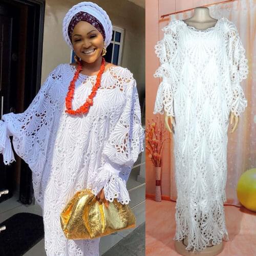 New Lace African Dresses for Women Dashiki Loose African Clothes Bazin Riche Sexy Africa Long Dress 2 Pieces Flare Sleeve Robe