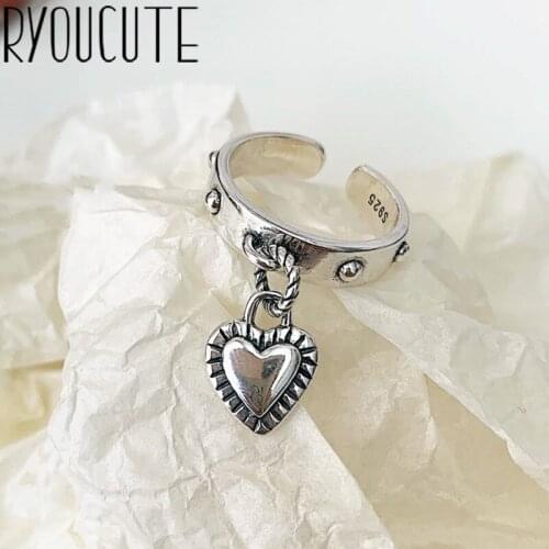 Charming Boho Vintage Love Heart Rings For Women Men Bohemian Bride Wedding Ring Fashion Jewelry Party Gifts
