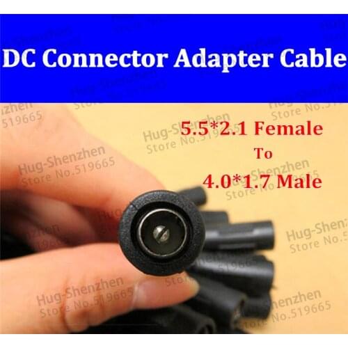 Wholesale 50pcs 15cm DC Converter Line 5.5 * 2.1 Female to 4.0 * 1.7 Male Connector Adapter Cable