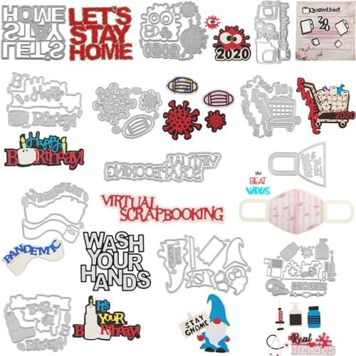 Stay Healthy Supplies Funny Daily Designs Phrases 2020 New Metal Cutting Dies for DIY Scrapbooking Paper Cards Crafts Making