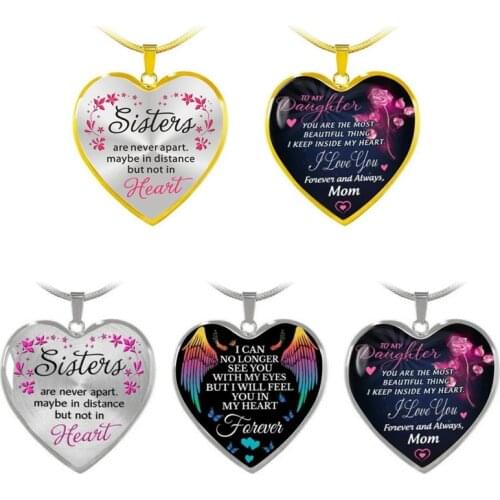 Sisters Are Never Apart Maybe In Distance But Not In Heart Love Shape Pendant Necklace Christmas Jewelry Gift