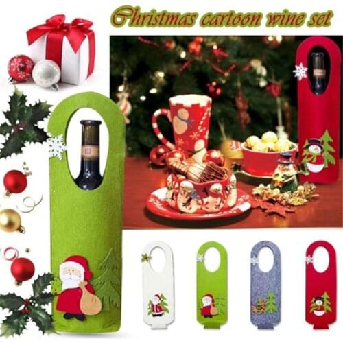 Popular Cartoon Wool Felt Christmas Wine Bottle Cover Santa Claus Elk Shape Champagne Gift Holders New Years Party Supplies