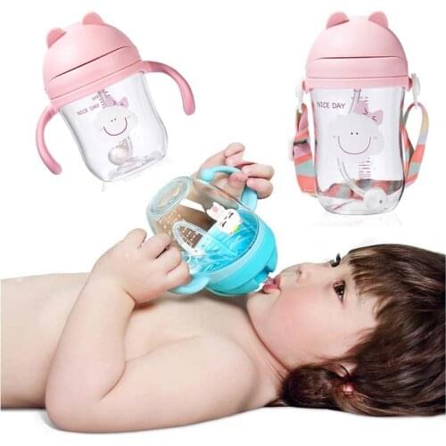 360 Degrees Rotated Baby Learning Drinking Bottle with Double Handle Flip Lid Leakproof Magic Cup Kids Water Feeding Bottle