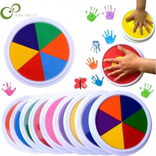 Funny 6 Colors Ink Pad Stamp DIY Finger Painting Craft Cardmaking For Kids Montessori Drawing baby toys 0-12 months Kids Toy ZXH