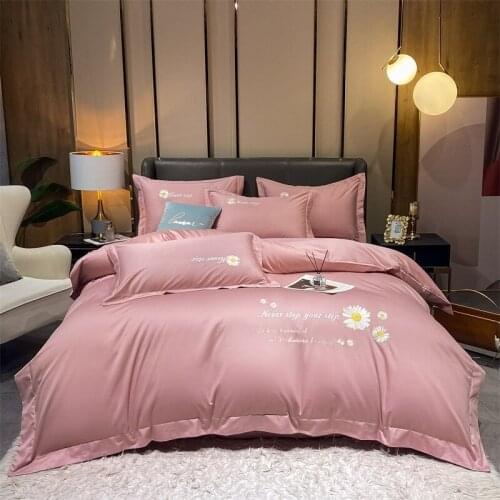 Simple Floral Solid Embroidery Binding Bedding Set Kids Twin Queen 200x230 Size Duvet Cover Set Bed Cover Bedclothes For Home