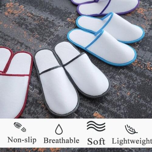 Homestay Slippers Simple Unisex Beauty Salon Plush Slippers Home Guest Indoor Cotton Fabric Wear-resistant Disposable Slippers