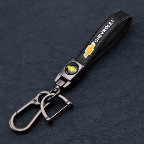 Luxury Fur Keyrings For Chevrolet Car Logo Keychain Automobile Gift True Leather Metal Vehicle Mark Key Chain Ring Interior Part